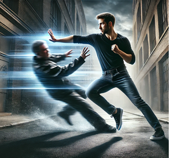 man defending himself without a weapon